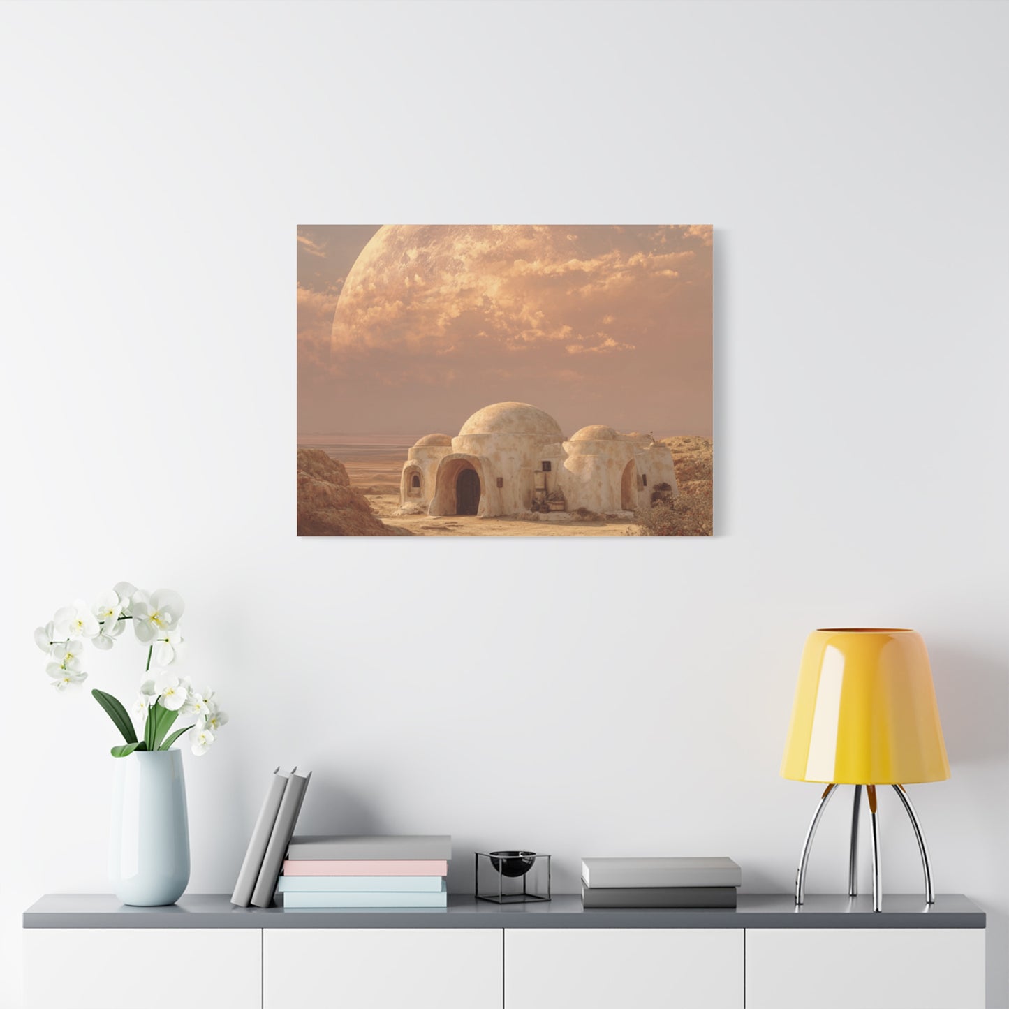 Stretched Canvas Art Print, Matte Wall Decor, Desert Landscape, Home Office Art, Gift for Art Lovers, Space Decor, Unique Wall Art