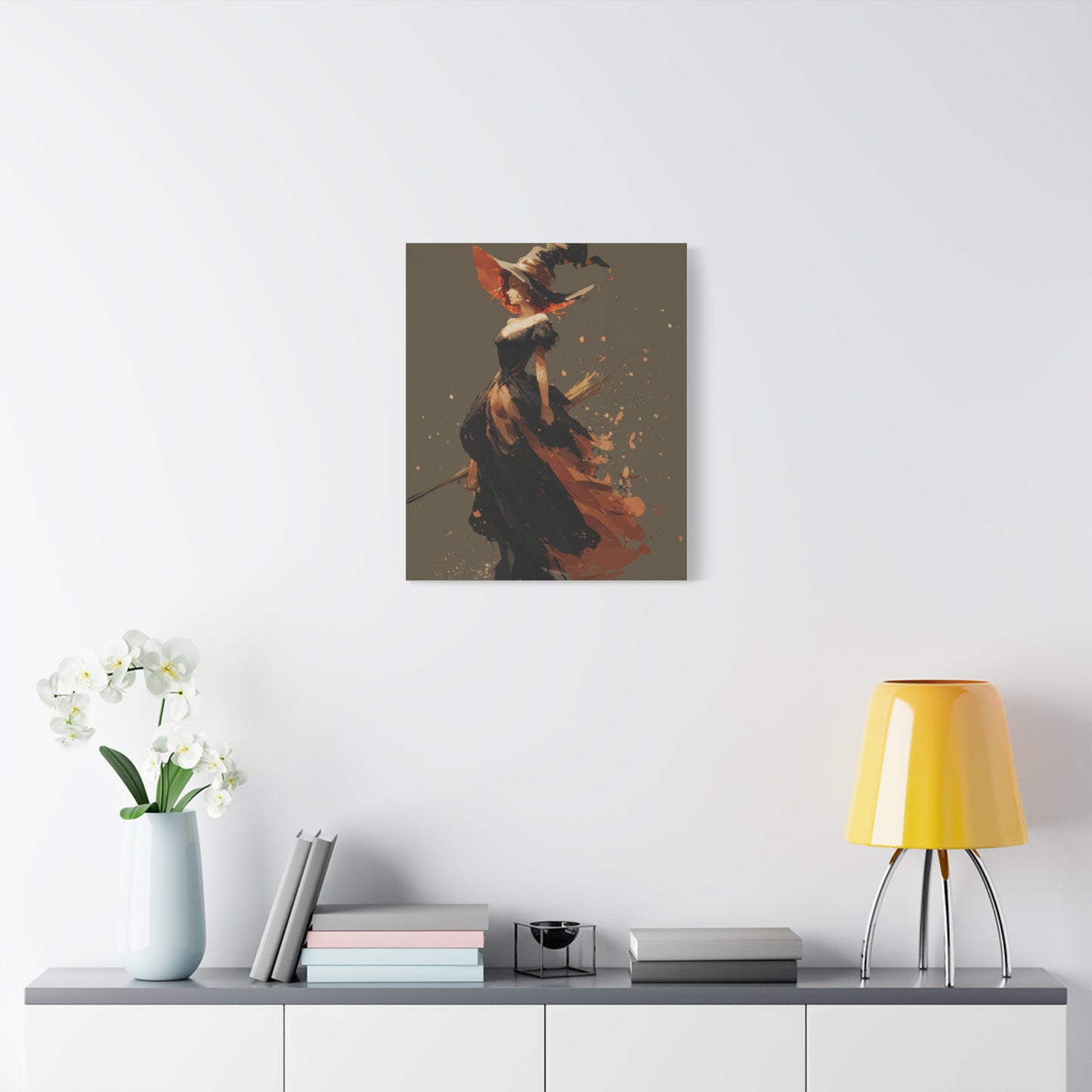 Witch Art Canvas Wall Decor, Magical Witch Painting, Halloween Home Decor, Modern Art Print, Witchcraft Wall Art