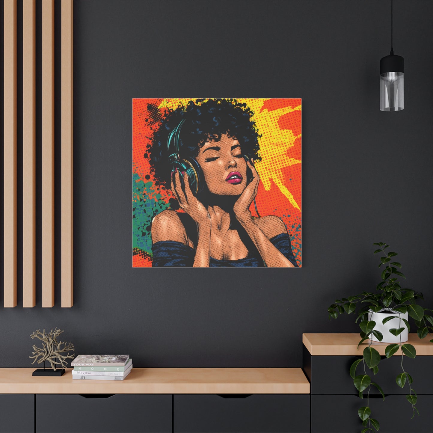 Vibrant Canvas Wall Art, Pop Art Painting, Music Lover