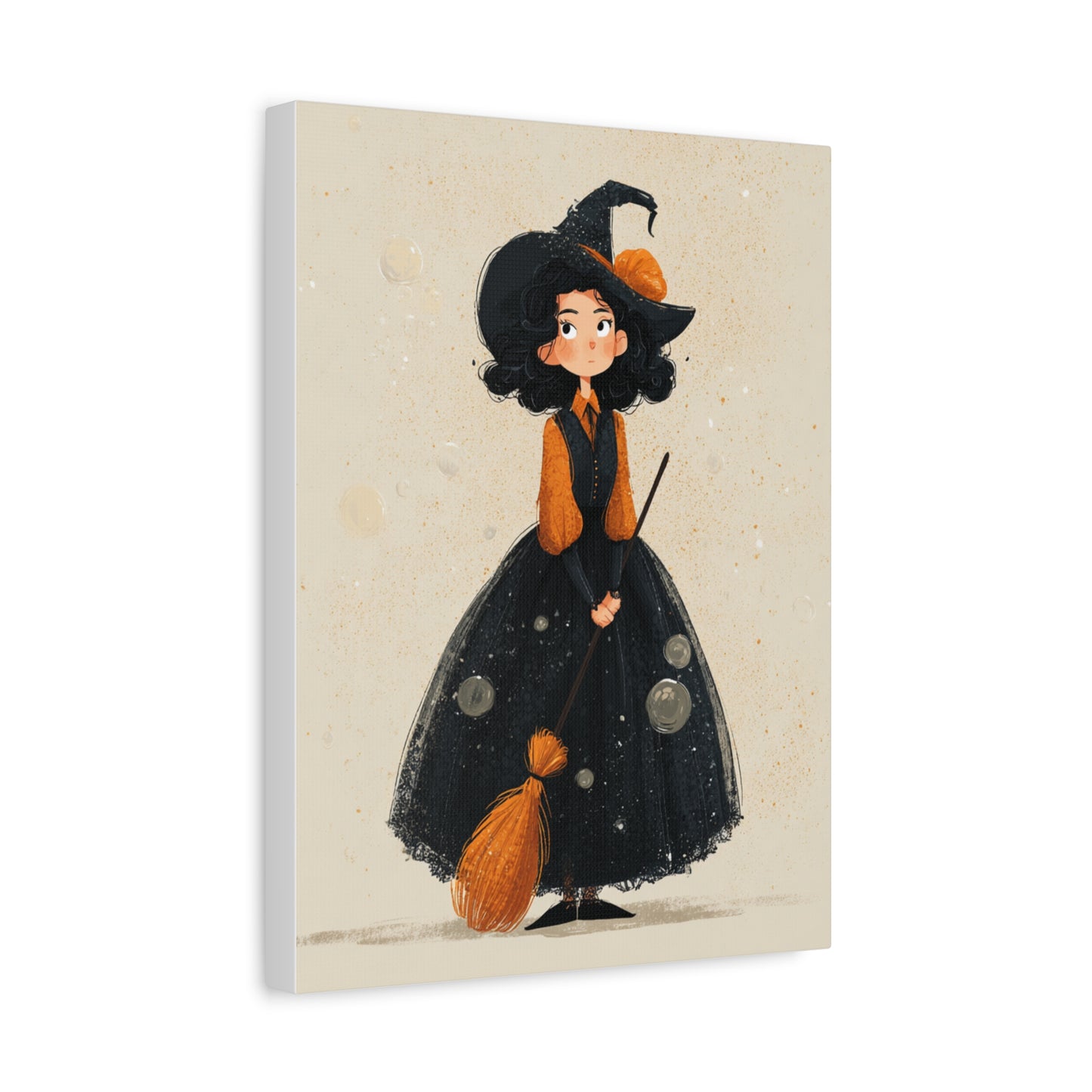 Whimsical Halloween Canvas Art, Decor for Fall, Spooky Season Home Decor, Witch Artwork, Gift for Witch Lovers, Cute Black Hat Art