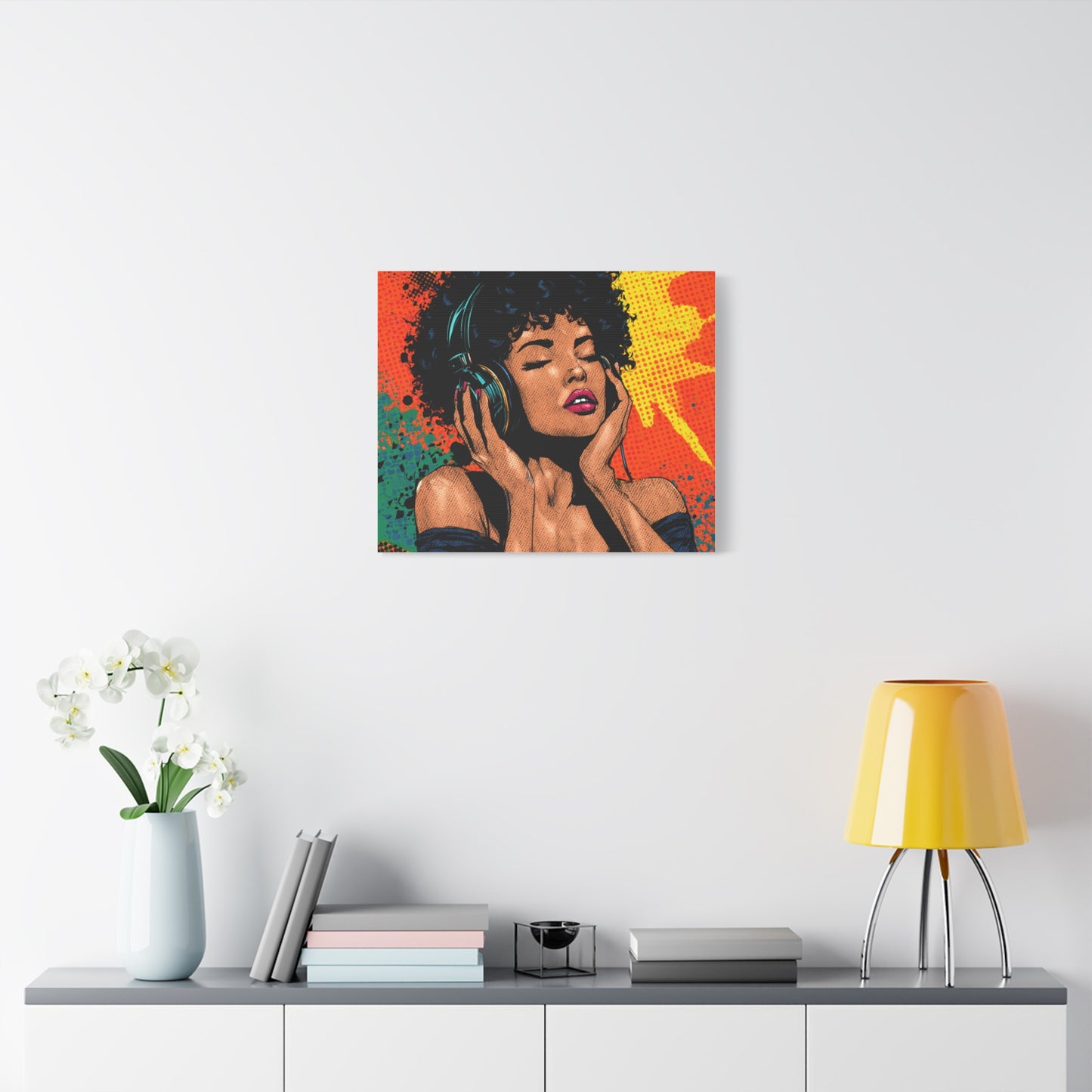 Vibrant Canvas Wall Art, Pop Art Painting, Music Lover