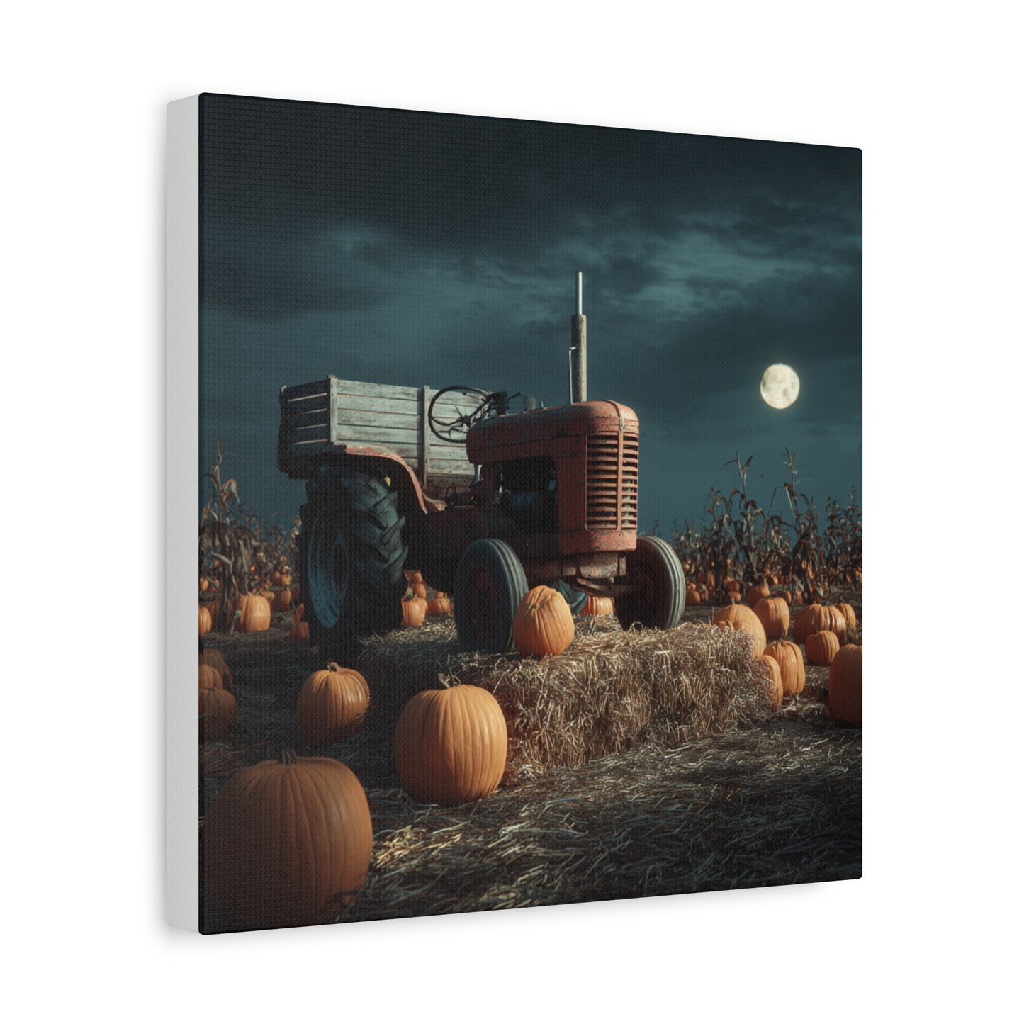 Canvas Print - Tractor in Pumpkin Patch Autumn Scene