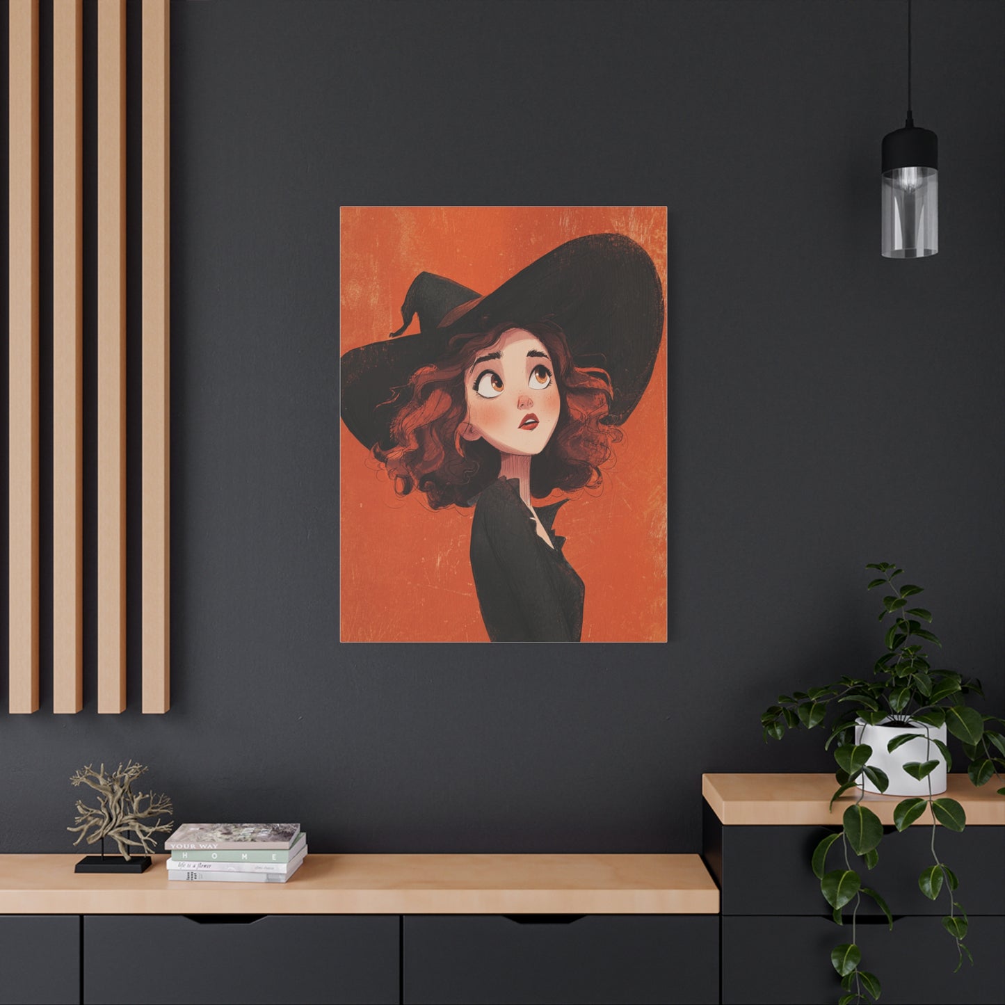 Whimsical Witch Canvas Print, Halloween Decor, Art for Home, Gift for Witches, Fall Wall Art, Magic Lover's Gift