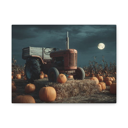 Canvas Print - Tractor in Pumpkin Patch Autumn Scene