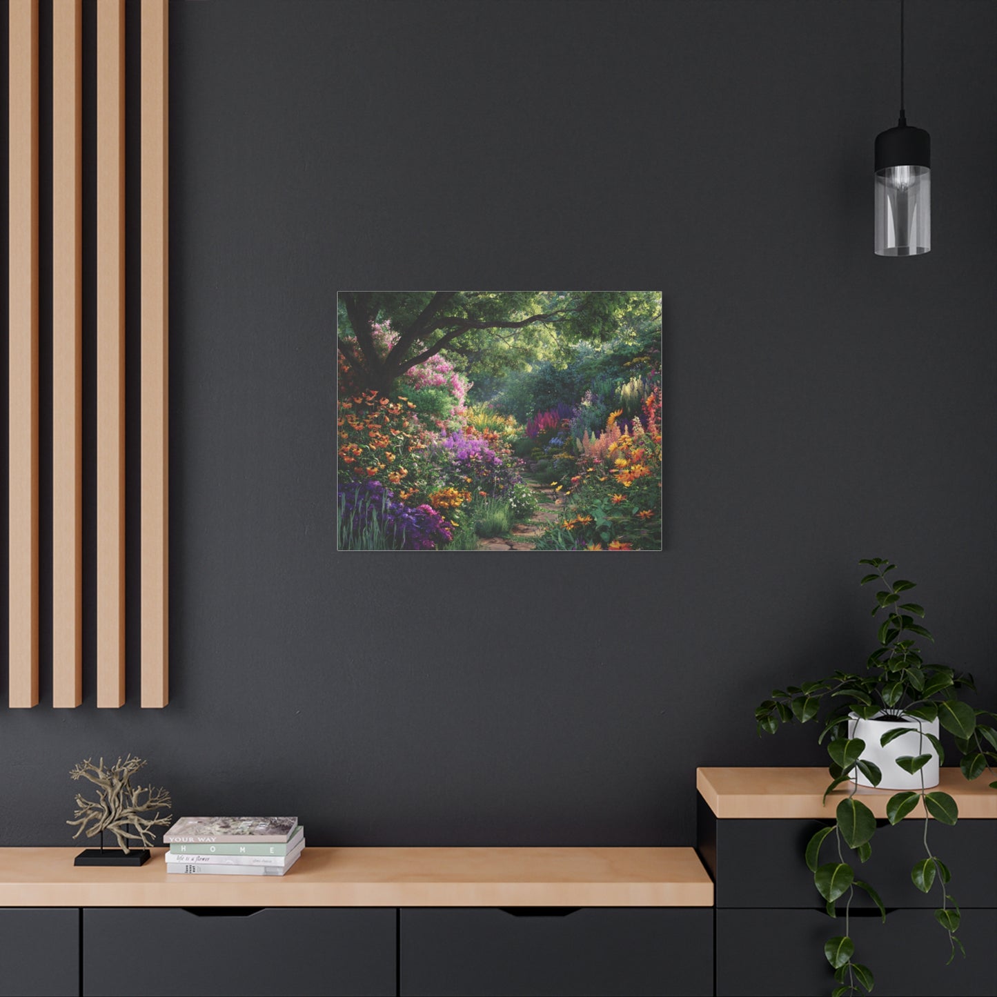 Vibrant Garden Canvas Art, Nature Wall Decor, Floral Home Accent, Landscape Print, Botanical Artwork for Any Room