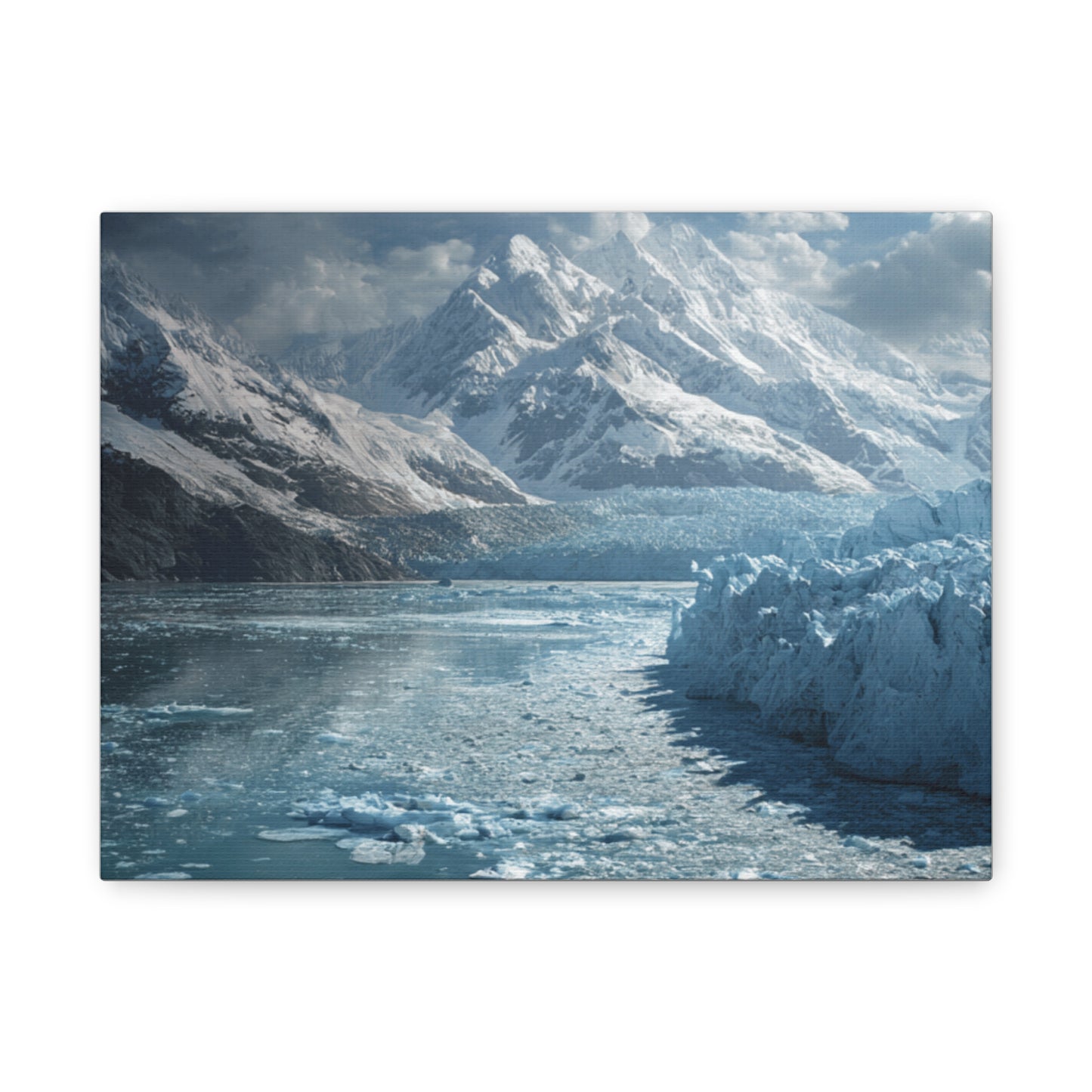 Stretched Canvas Art Print - Serene Glacier Landscape, Wall Decor, Nature Artwork, Gift for Nature Lovers, Home Décor, Winter Scene