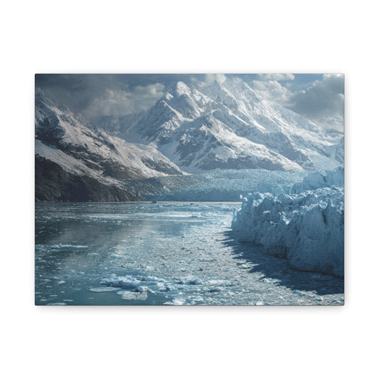 Stretched Canvas Art Print - Serene Glacier Landscape, Wall Decor, Nature Artwork, Gift for Nature Lovers, Home Décor, Winter Scene