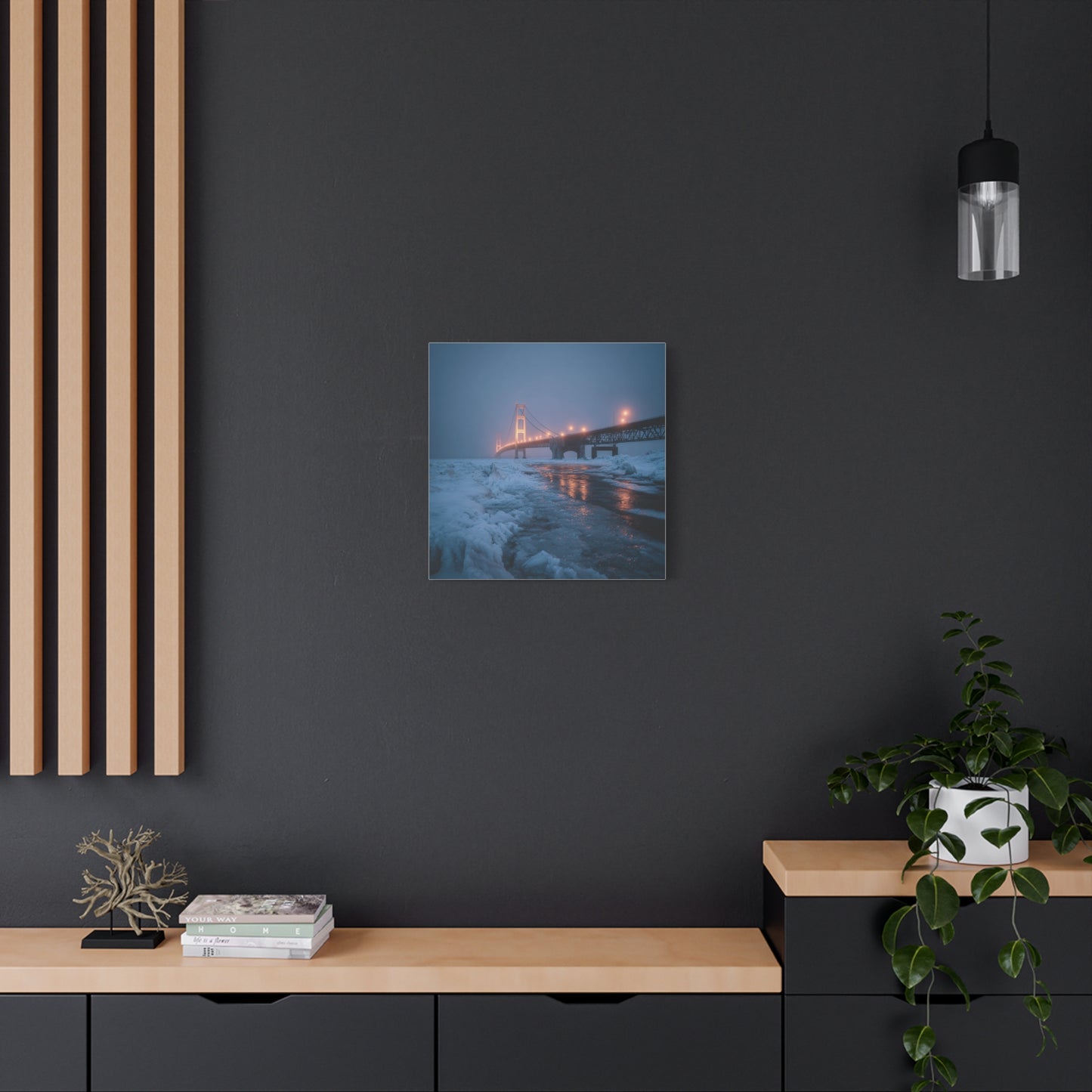 Winter Bridge Canvas Print, Decorative Wall Art, Home Decor, Framed Landscape, Gift for Nature Lovers, Contemporary Art