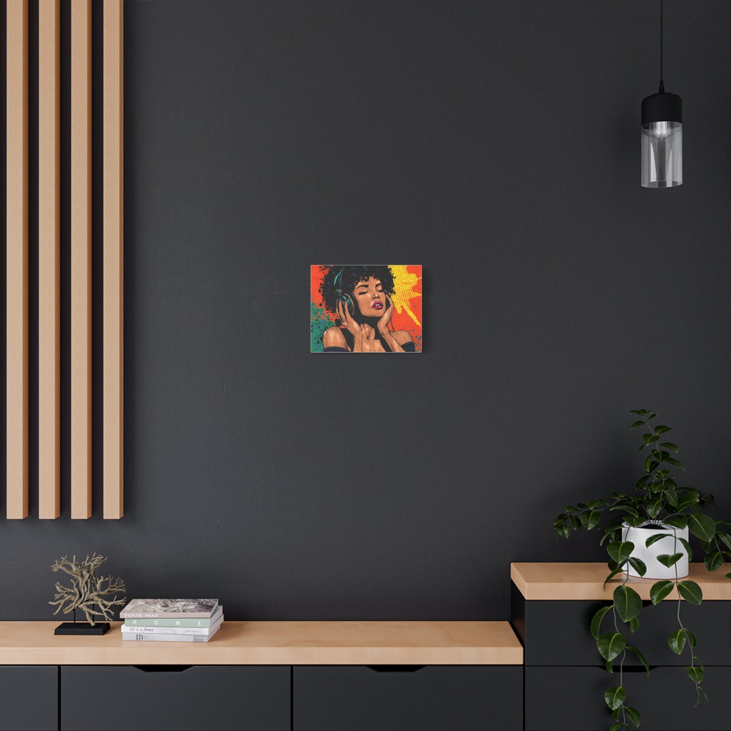Vibrant Canvas Wall Art, Pop Art Painting, Music Lover