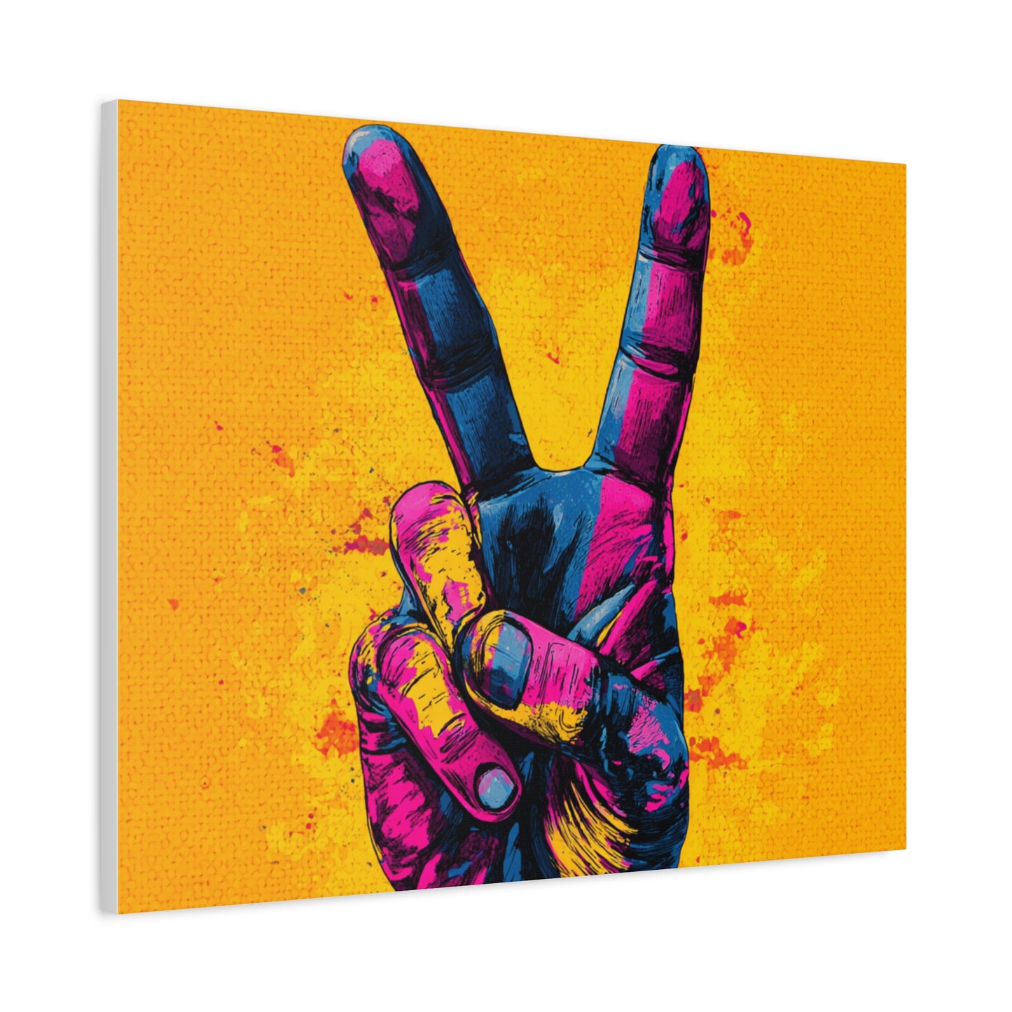 Canvas Print - Hand in Peace Sign, Colorful Pop Art