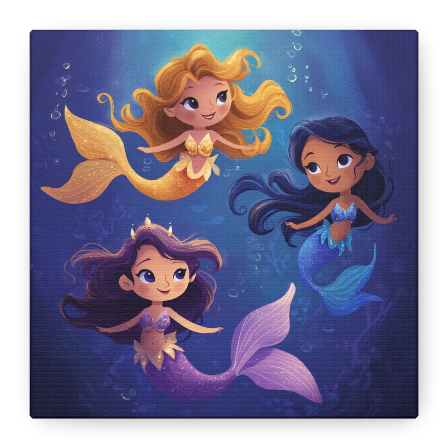 Mermaid Kids' Canvas Print, Whimsical Wall Art for Girls' Rooms, Cute Nursery Decor, Mermaid Theme Bedroom, Magical Birthday Gift