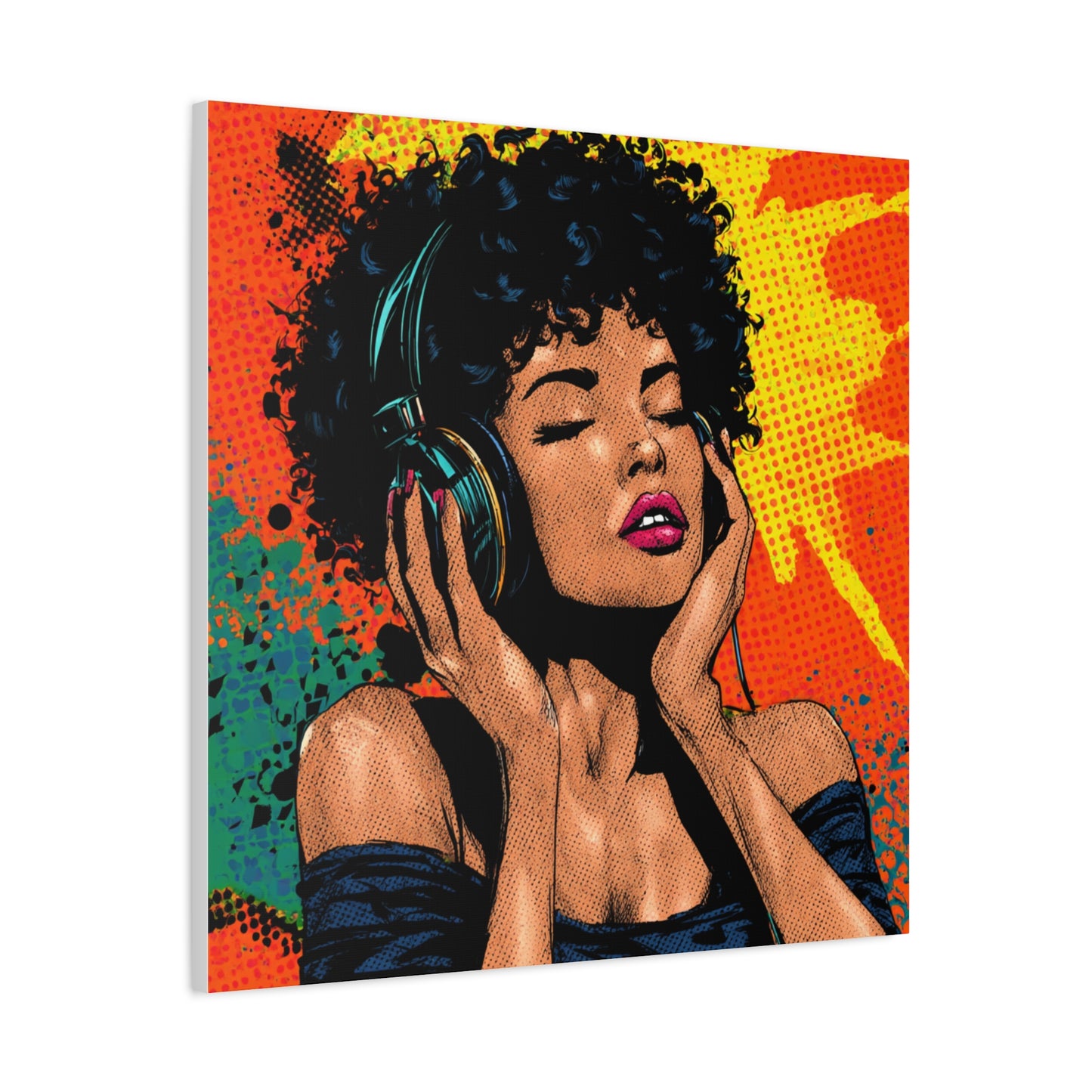 Vibrant Canvas Wall Art, Pop Art Painting, Music Lover