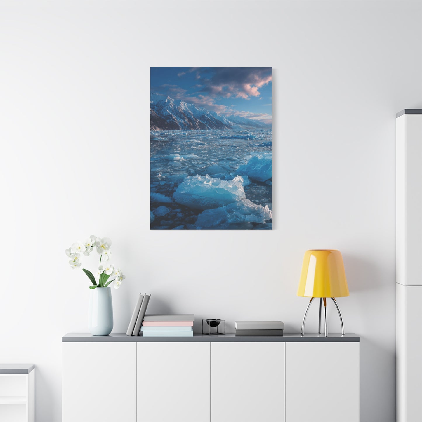 Serene Blue Glacier Canvas Wall Art, Landscape Decor, Home Serenity, Nature Prints for Living Room, Office, Gift Ideas
