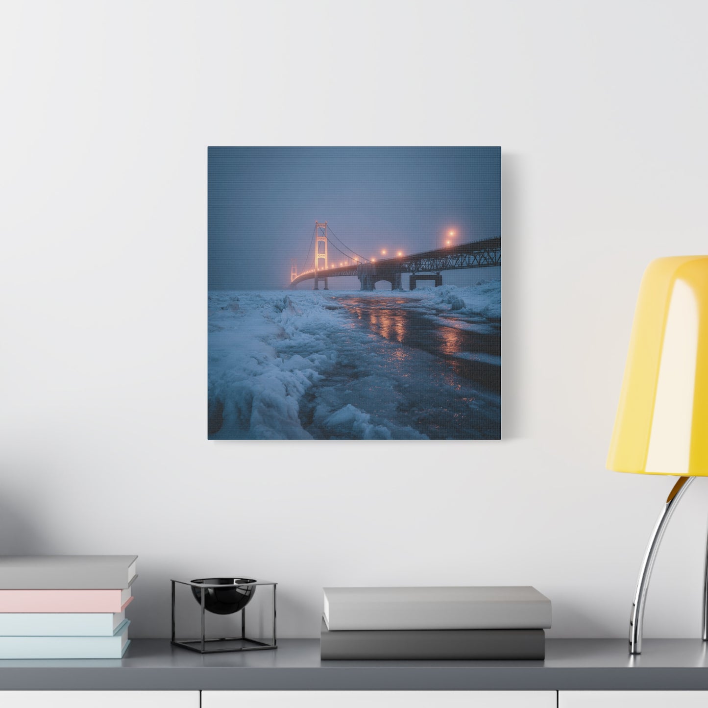 Winter Bridge Canvas Print, Decorative Wall Art, Home Decor, Framed Landscape, Gift for Nature Lovers, Contemporary Art