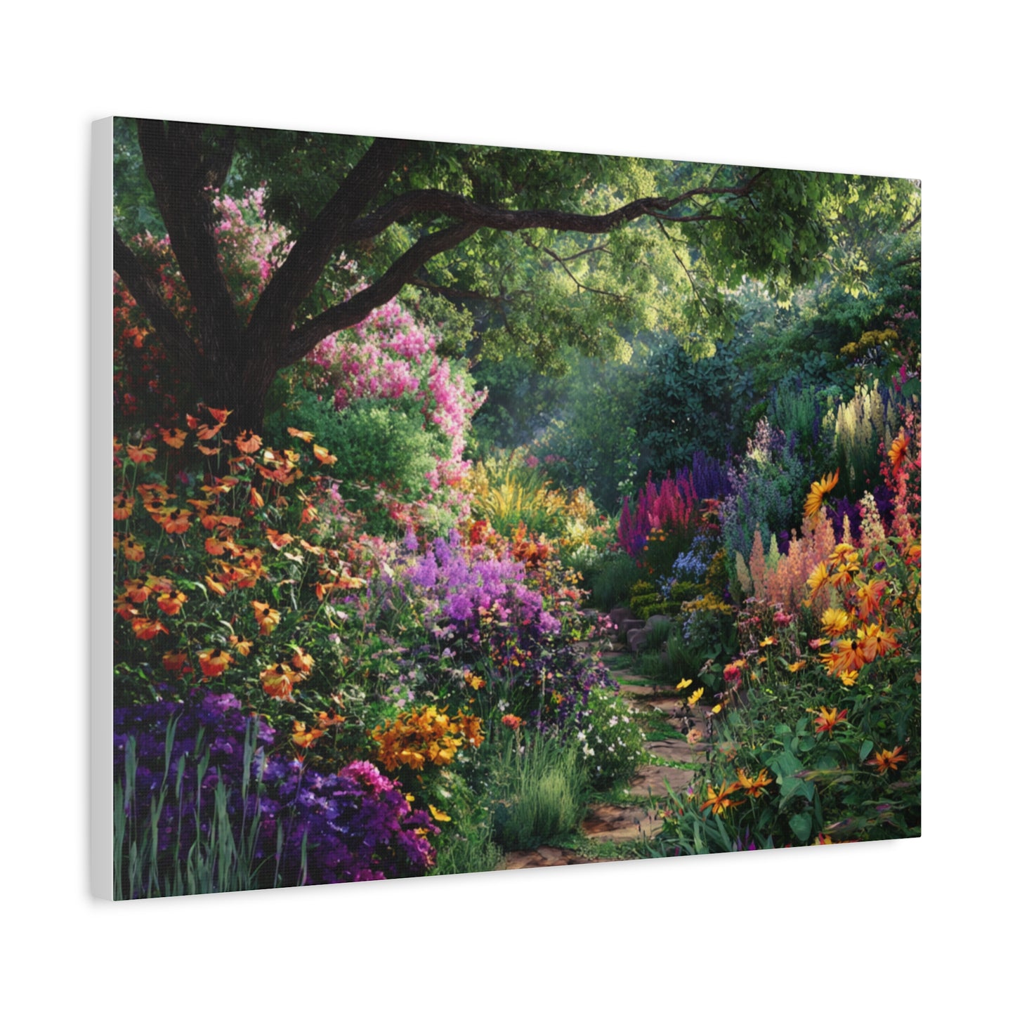 Vibrant Garden Canvas Art, Nature Wall Decor, Floral Home Accent, Landscape Print, Botanical Artwork for Any Room
