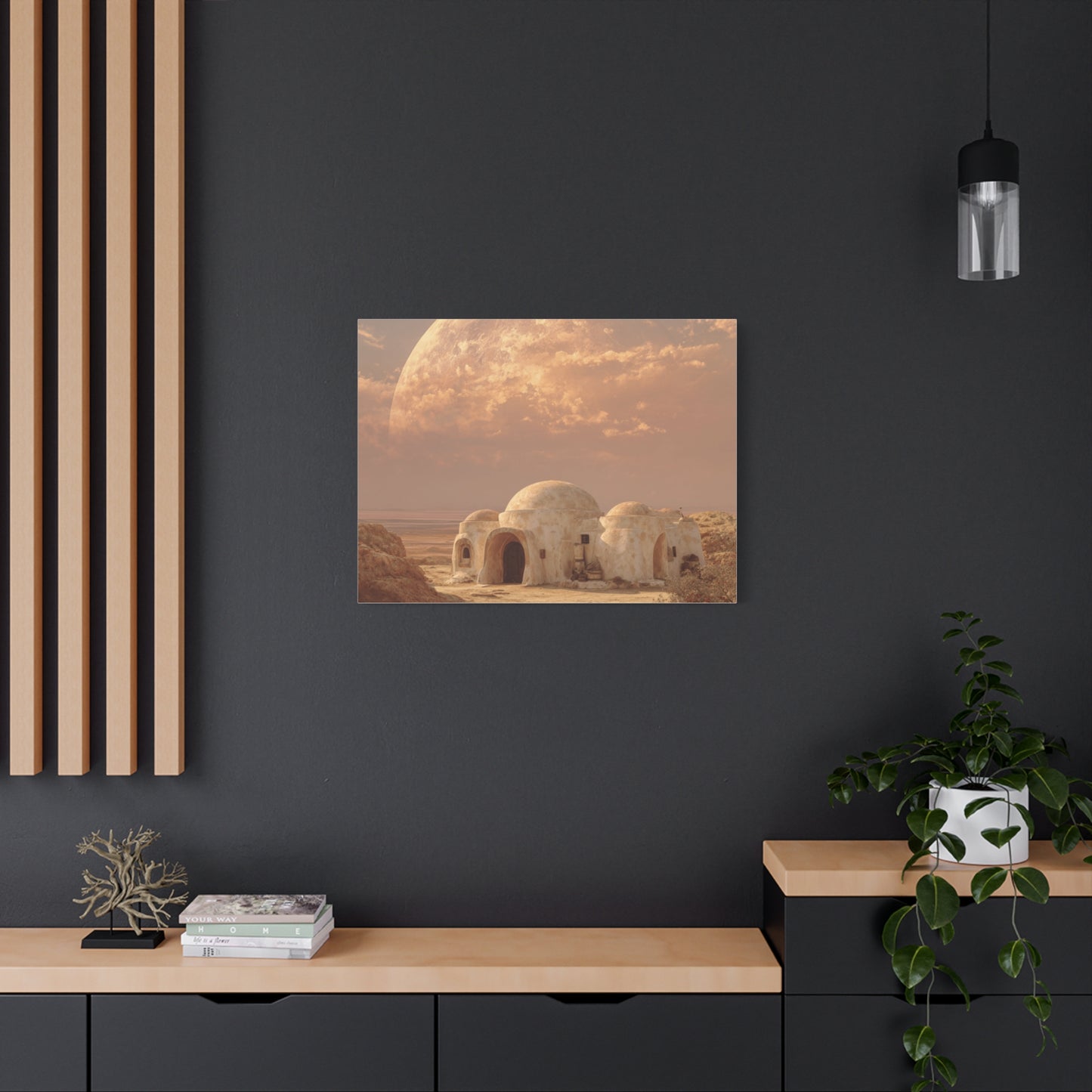 Stretched Canvas Art Print, Matte Wall Decor, Desert Landscape, Home Office Art, Gift for Art Lovers, Space Decor, Unique Wall Art