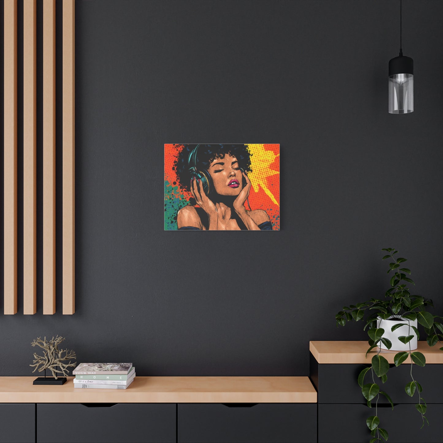 Vibrant Canvas Wall Art, Pop Art Painting, Music Lover