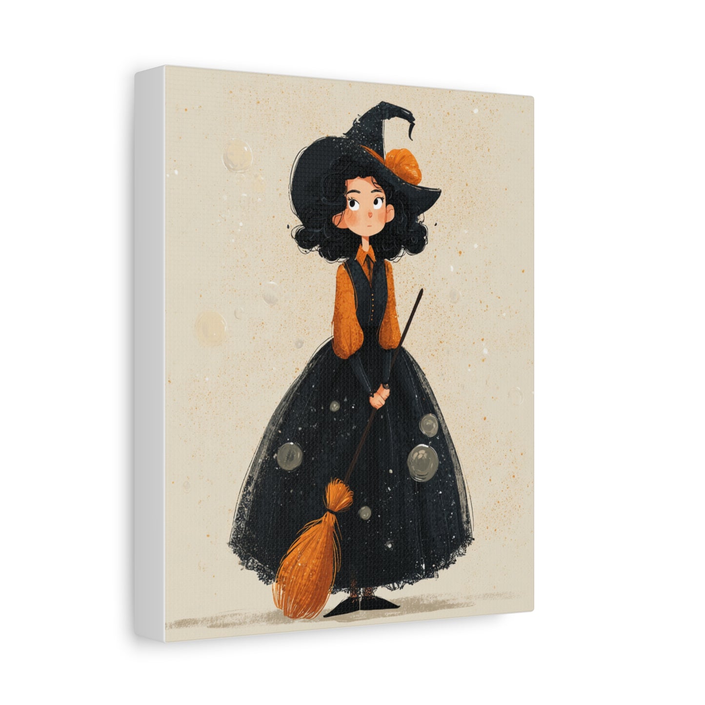 Whimsical Halloween Canvas Art, Decor for Fall, Spooky Season Home Decor, Witch Artwork, Gift for Witch Lovers, Cute Black Hat Art