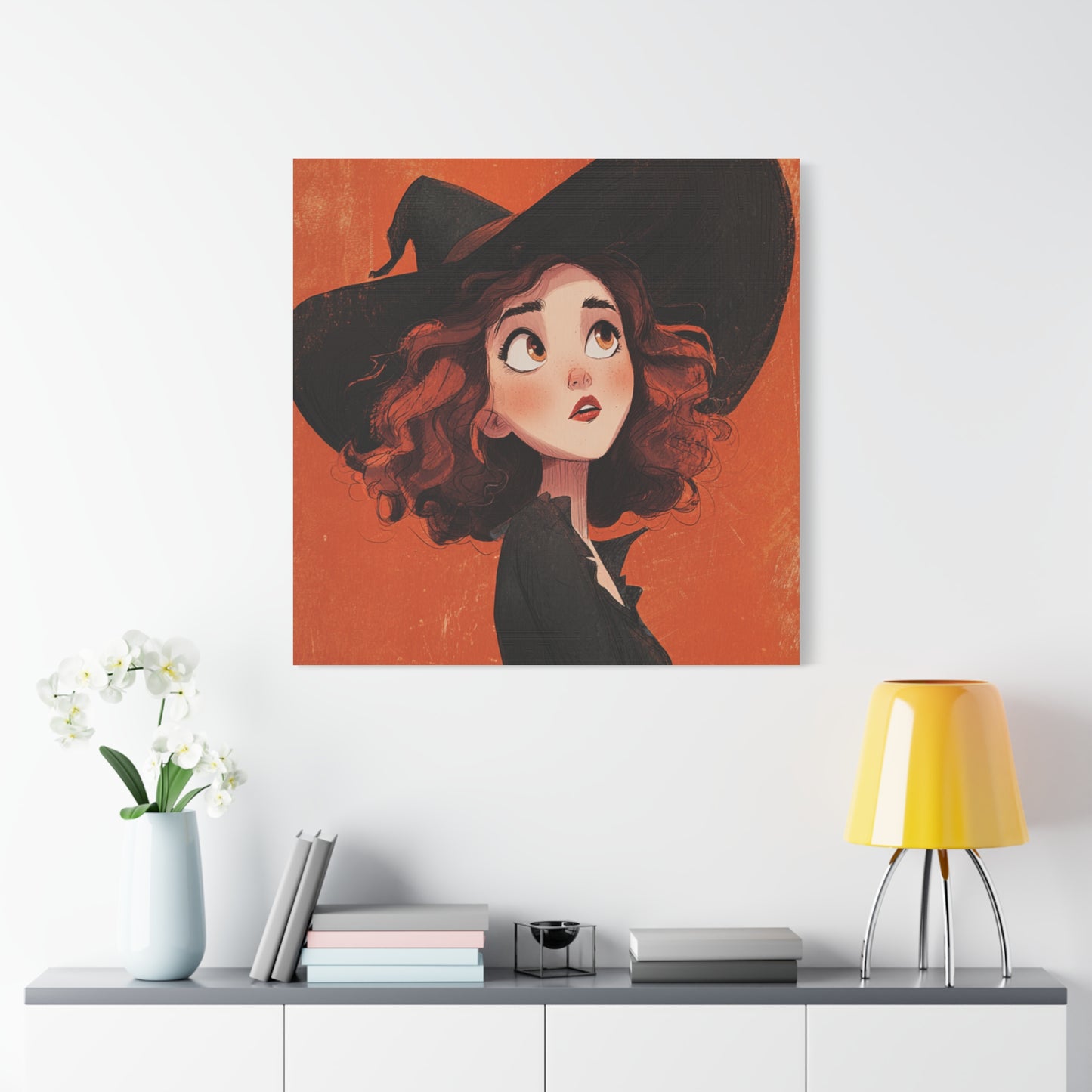 Whimsical Witch Canvas Print, Halloween Decor, Art for Home, Gift for Witches, Fall Wall Art, Magic Lover's Gift