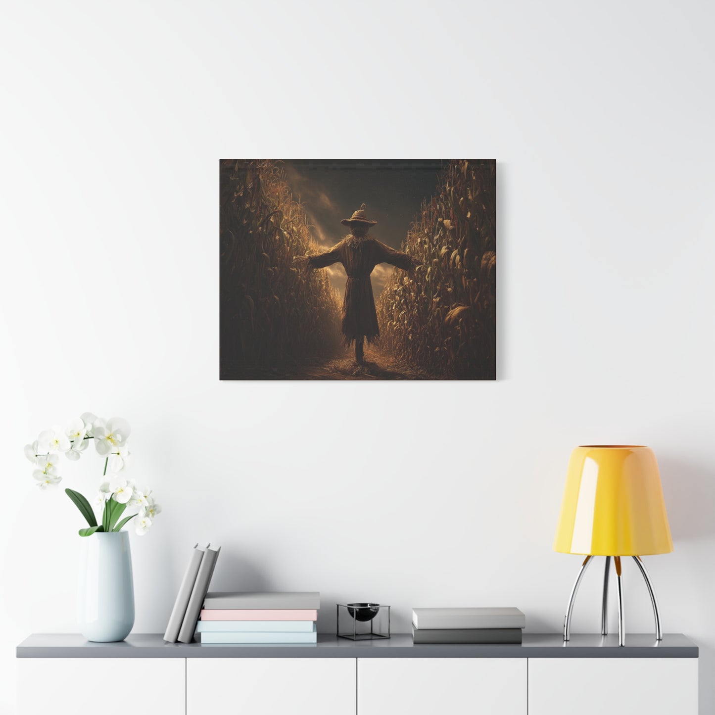 Canvas Print -  Scarecrow in Field - Wall Art Decor - Halloween