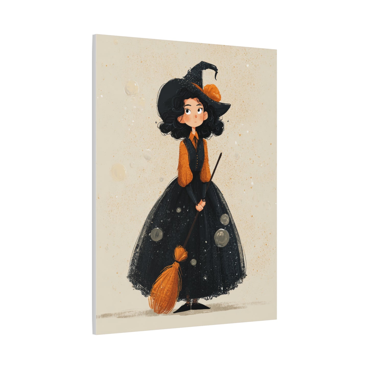 Whimsical Halloween Canvas Art, Decor for Fall, Spooky Season Home Decor, Witch Artwork, Gift for Witch Lovers, Cute Black Hat Art