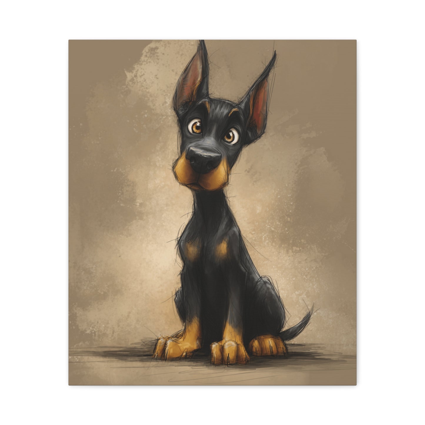 Cute Dog Art Canvas Print, Stretched Dog Wall Decor, Pet Lover Gift, Home Decor for Dog Owners, Animal Portrait, Dog Mom Gift