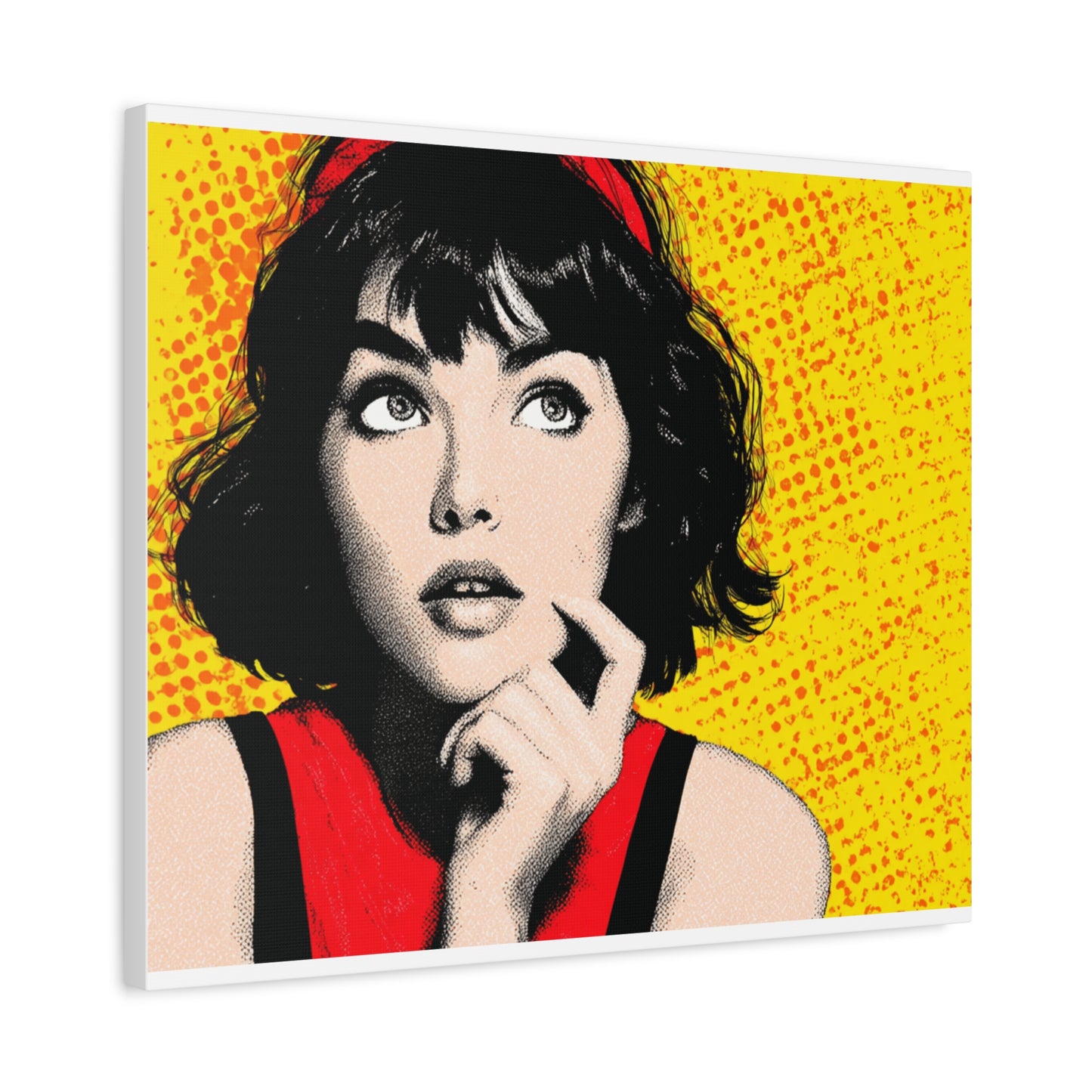 Canvas Print - Pop Art Woman with Black Hair and Red Accents