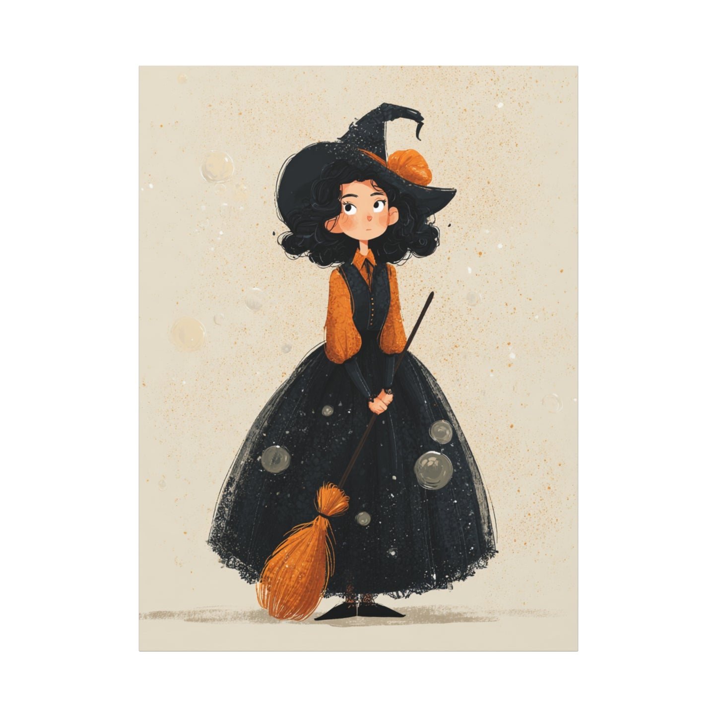 Whimsical Halloween Canvas Art, Decor for Fall, Spooky Season Home Decor, Witch Artwork, Gift for Witch Lovers, Cute Black Hat Art