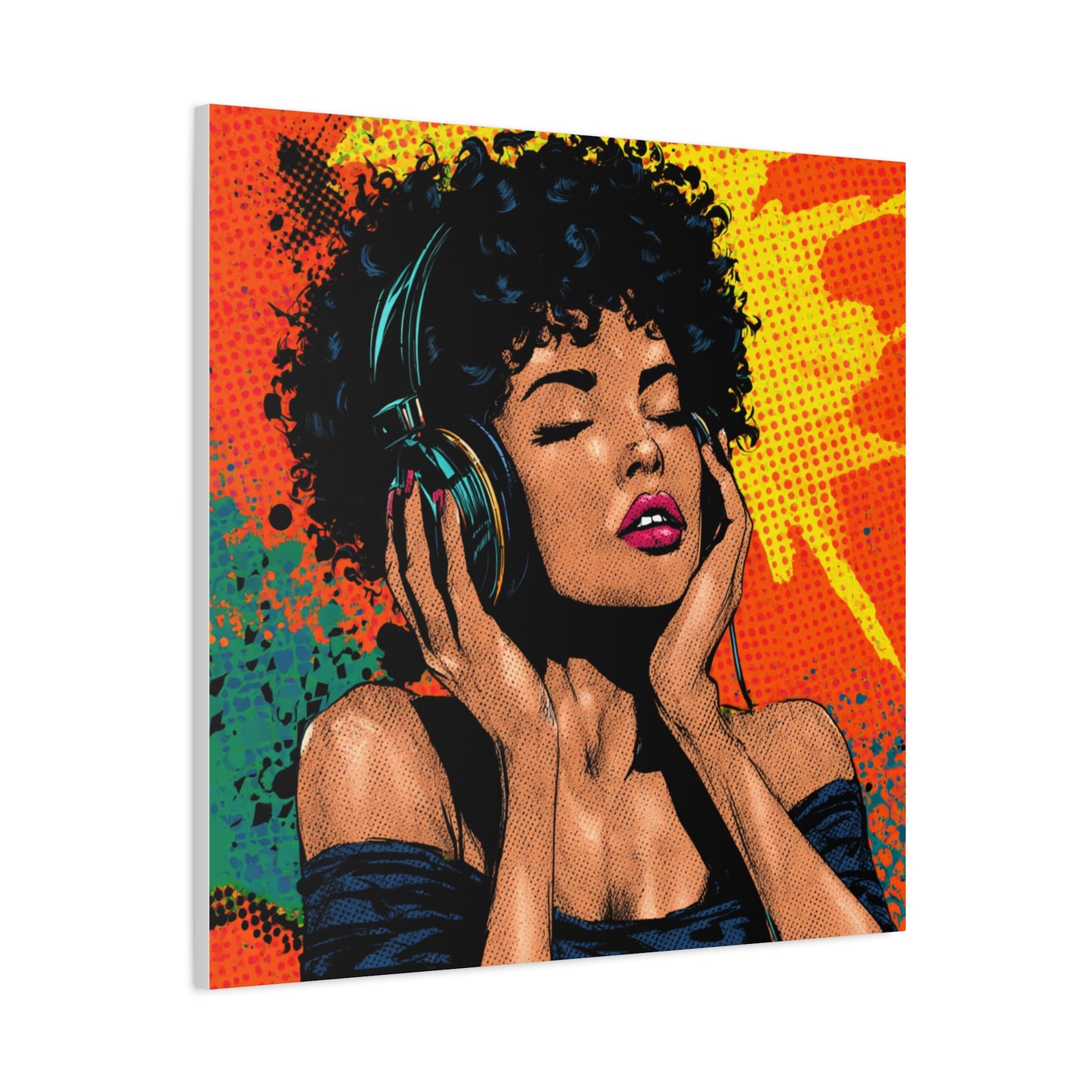 Vibrant Canvas Wall Art, Pop Art Painting, Music Lover