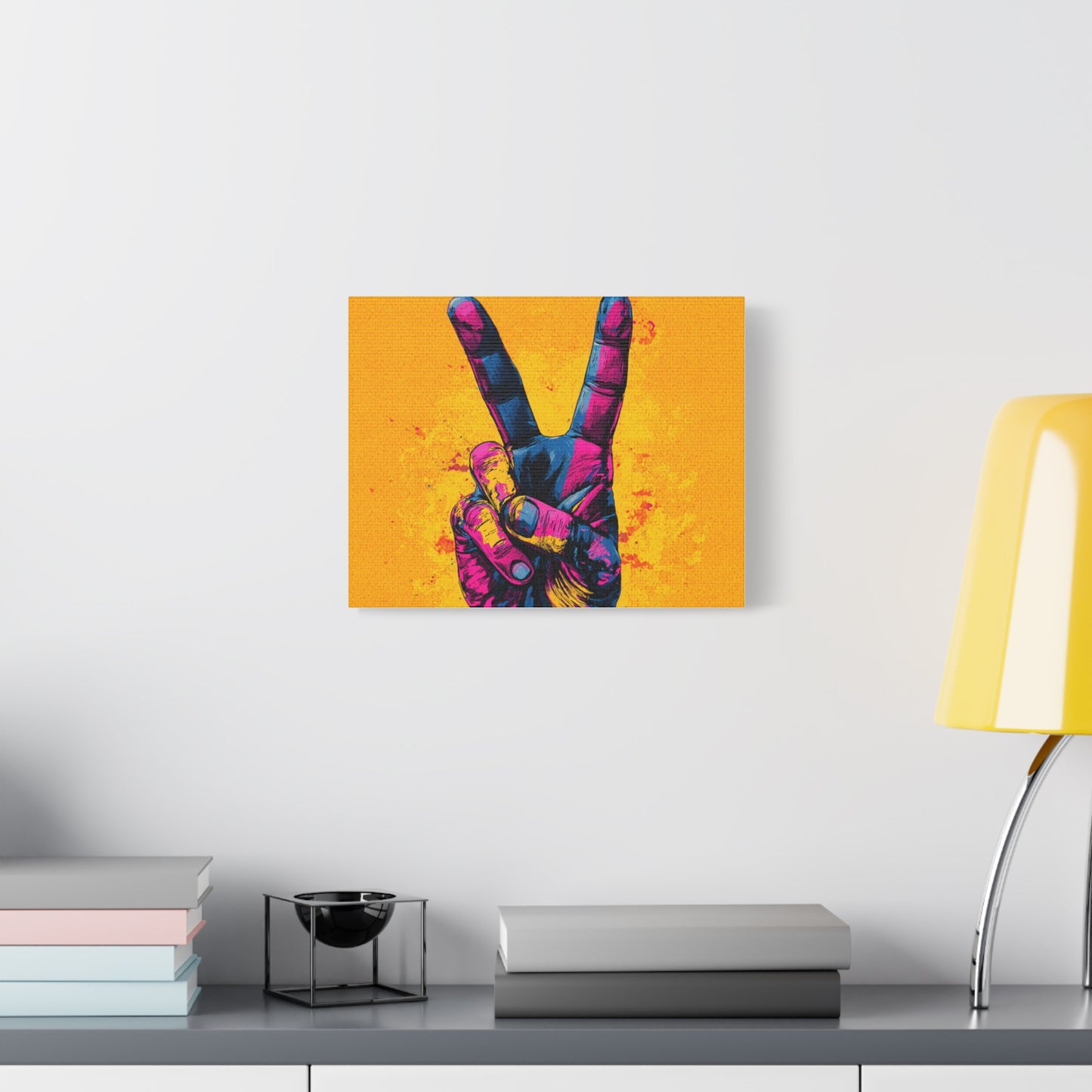 Canvas Print - Hand in Peace Sign, Colorful Pop Art