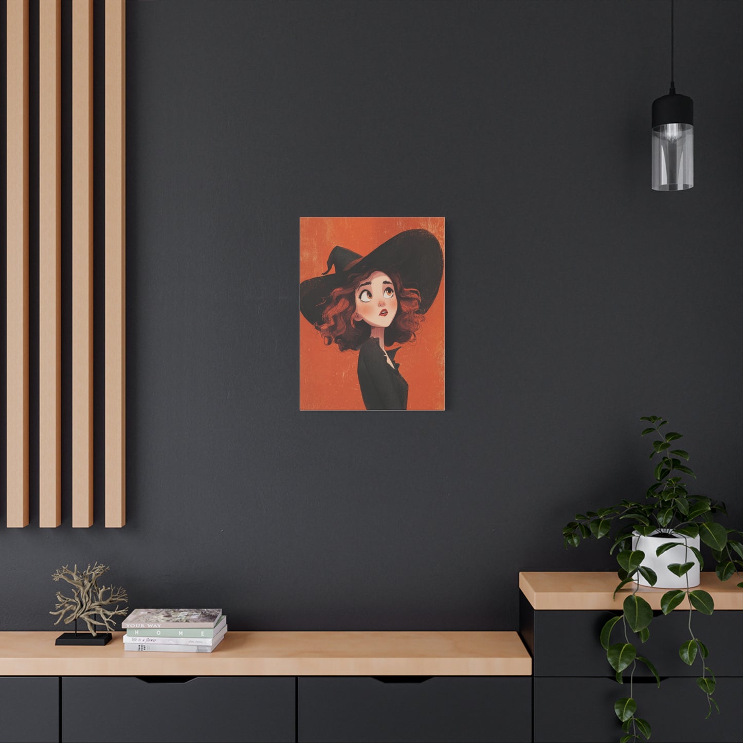 Whimsical Witch Canvas Print, Halloween Decor, Art for Home, Gift for Witches, Fall Wall Art, Magic Lover's Gift