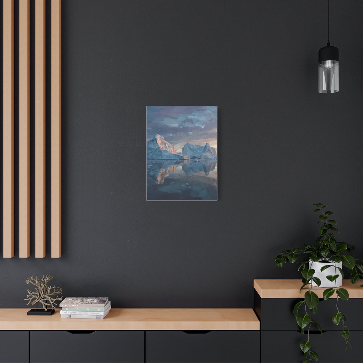 Stretched Canvas Art Print, Geometric Landscape Wall Decor, Minimalist Home Accent, Nature-Inspired Artwork, Unique Gift Idea