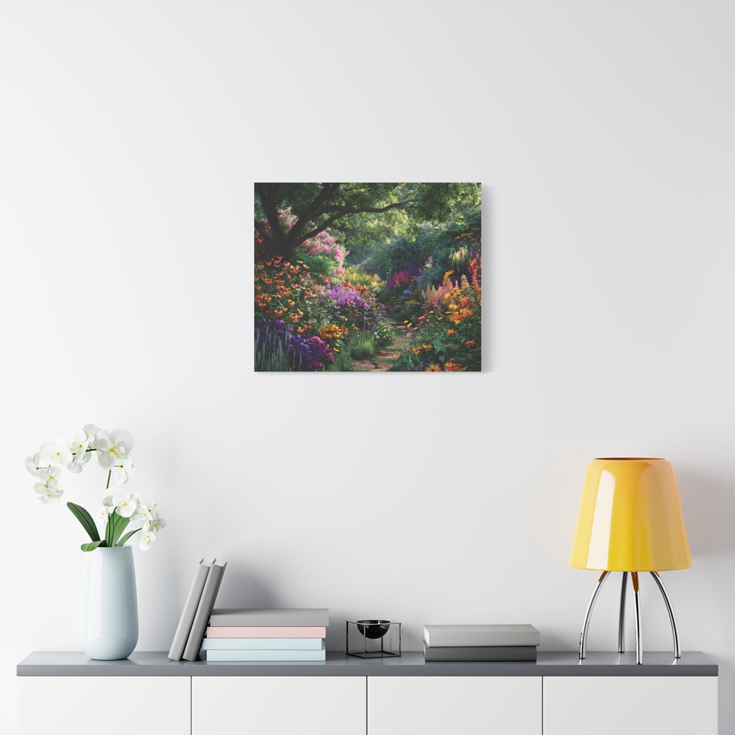 Vibrant Garden Canvas Art, Nature Wall Decor, Floral Home Accent, Landscape Print, Botanical Artwork for Any Room