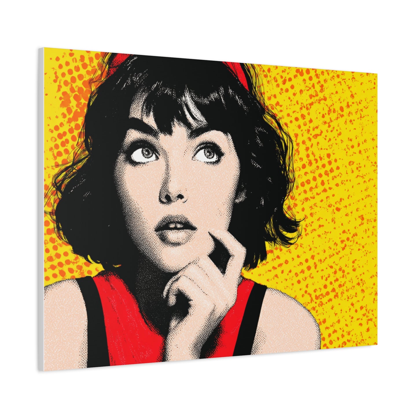 Canvas Print - Pop Art Woman with Black Hair and Red Accents