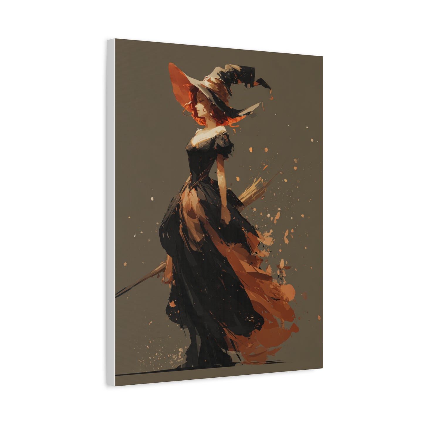 Witch Art Canvas Wall Decor, Magical Witch Painting, Halloween Home Decor, Modern Art Print, Witchcraft Wall Art