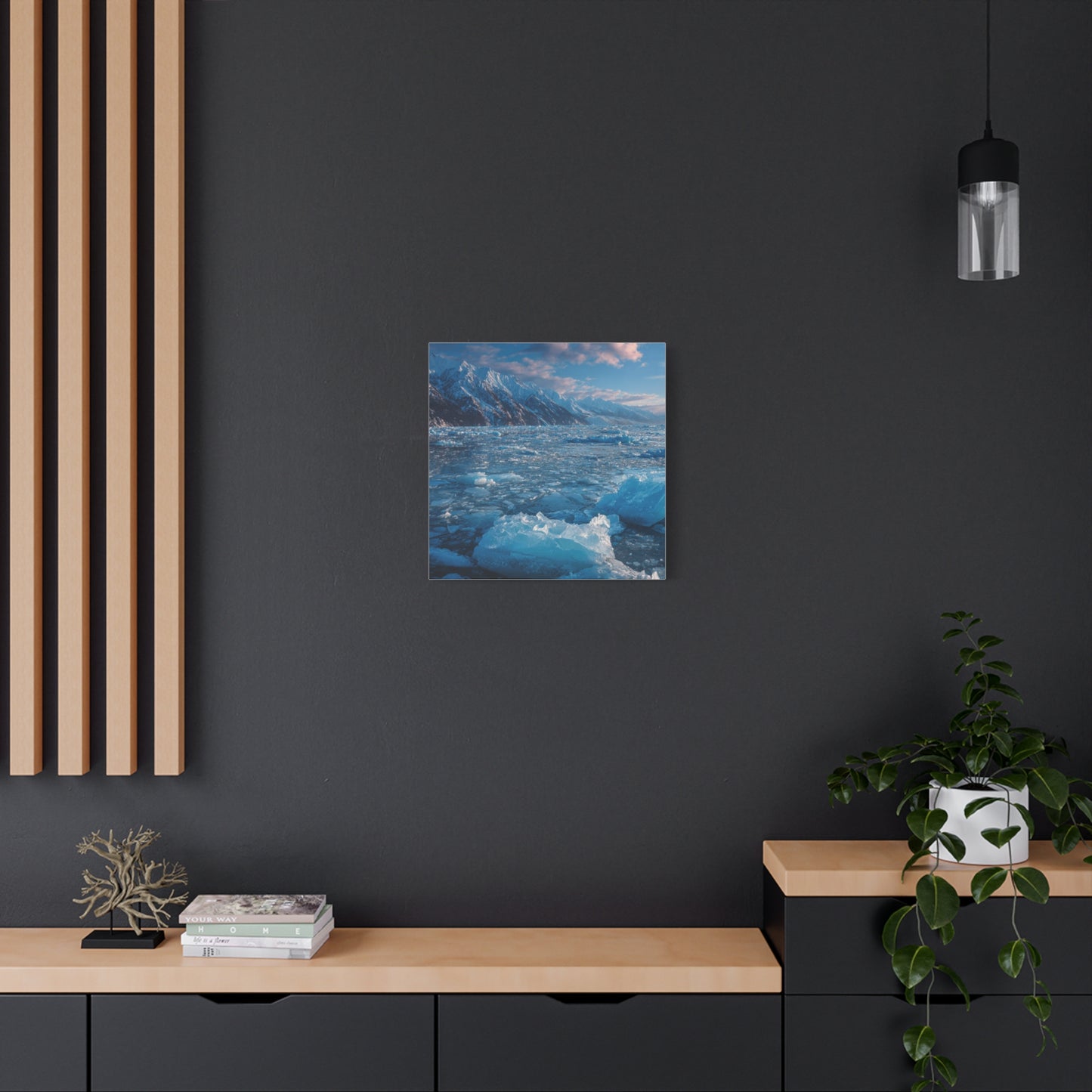 Serene Blue Glacier Canvas Wall Art, Landscape Decor, Home Serenity, Nature Prints for Living Room, Office, Gift Ideas