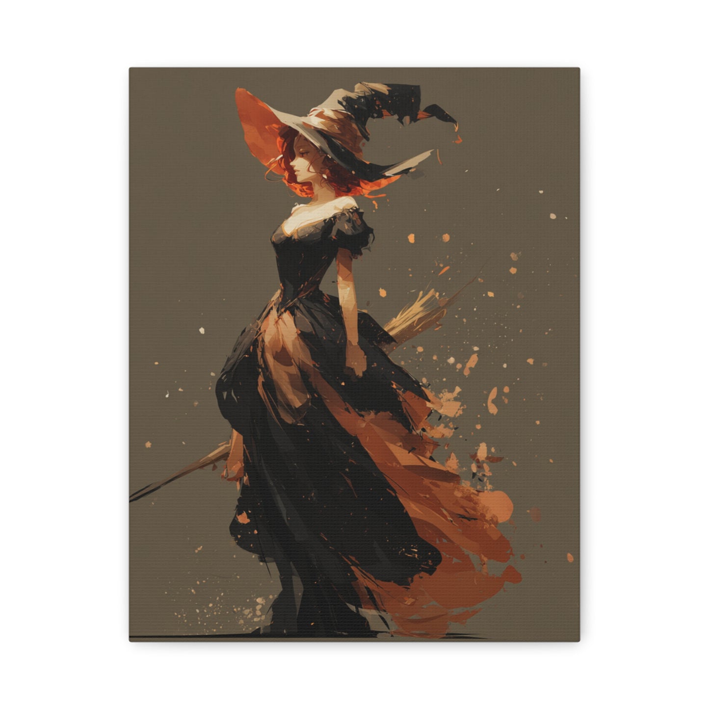 Witch Art Canvas Wall Decor, Magical Witch Painting, Halloween Home Decor, Modern Art Print, Witchcraft Wall Art