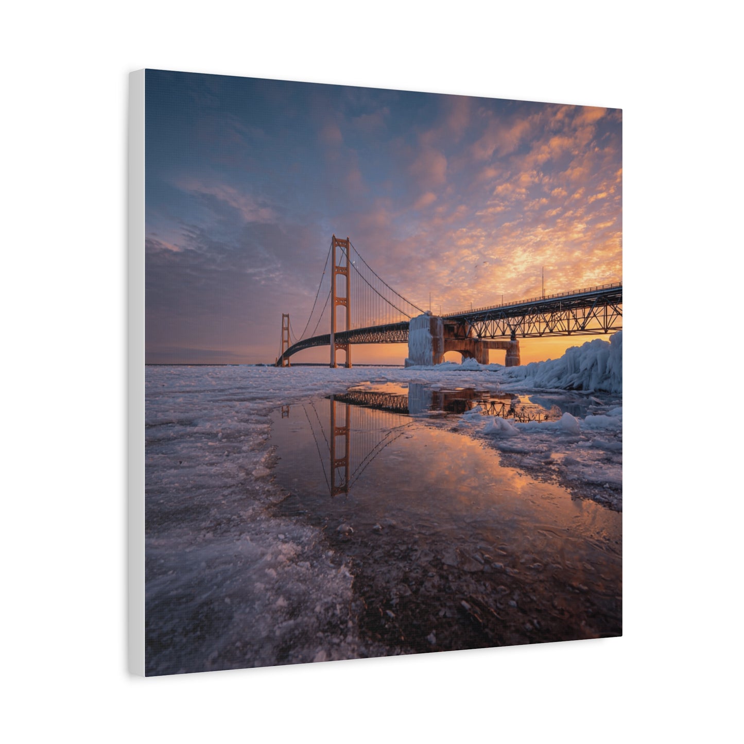 Framed Canvas Wall Art, Stunning Michigan Bridge, Home Decor, Gift for Art Lovers, Modern Aesthetic, Nature Photography