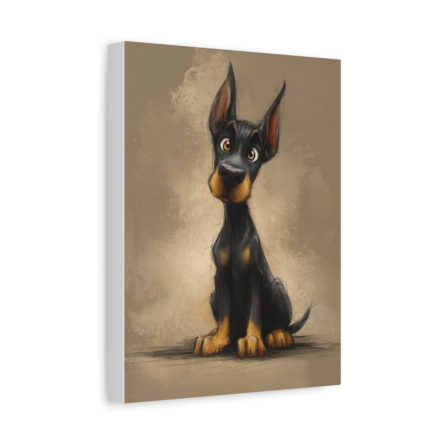 Cute Dog Art Canvas Print, Stretched Dog Wall Decor, Pet Lover Gift, Home Decor for Dog Owners, Animal Portrait, Dog Mom Gift