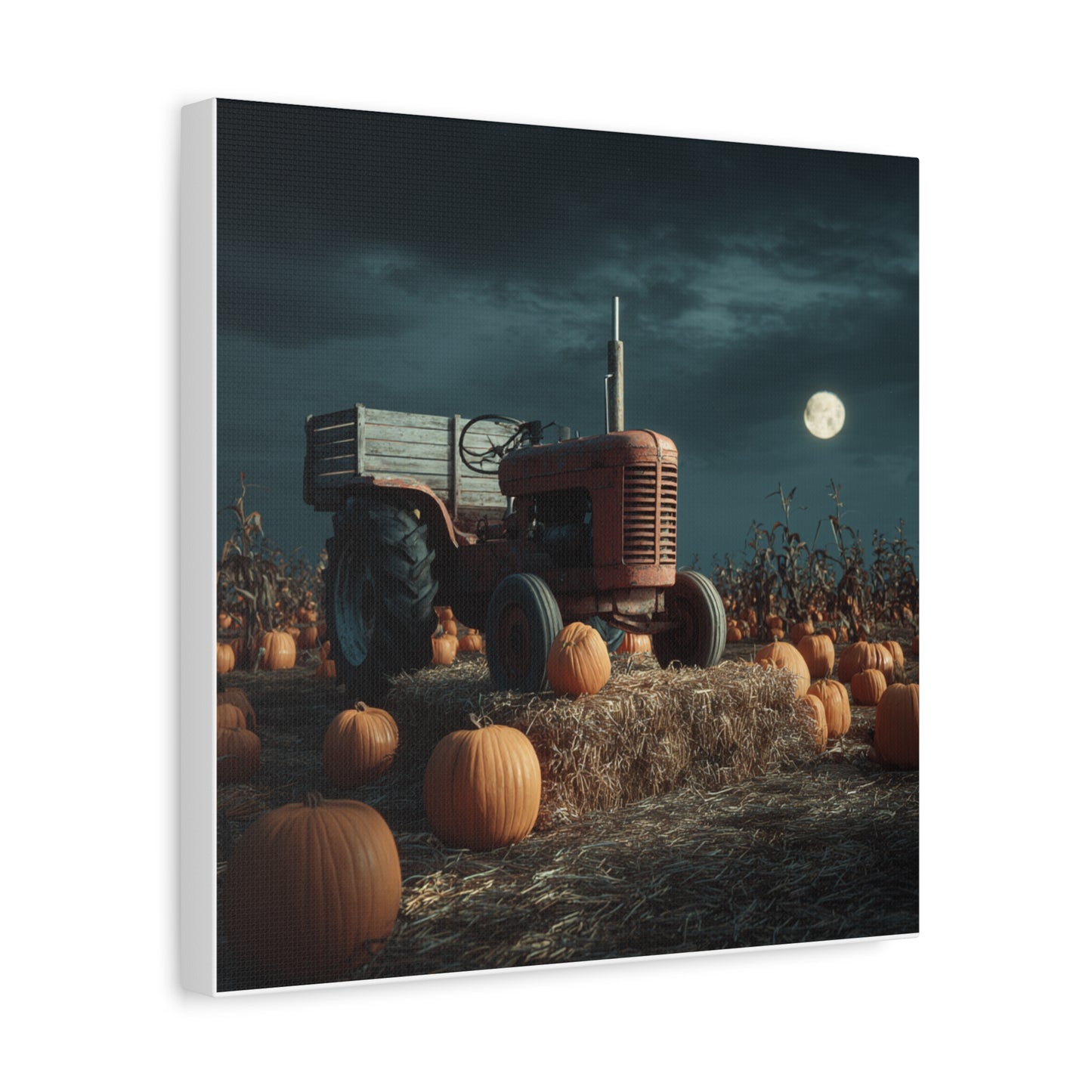 Canvas Print - Tractor in Pumpkin Patch Autumn Scene
