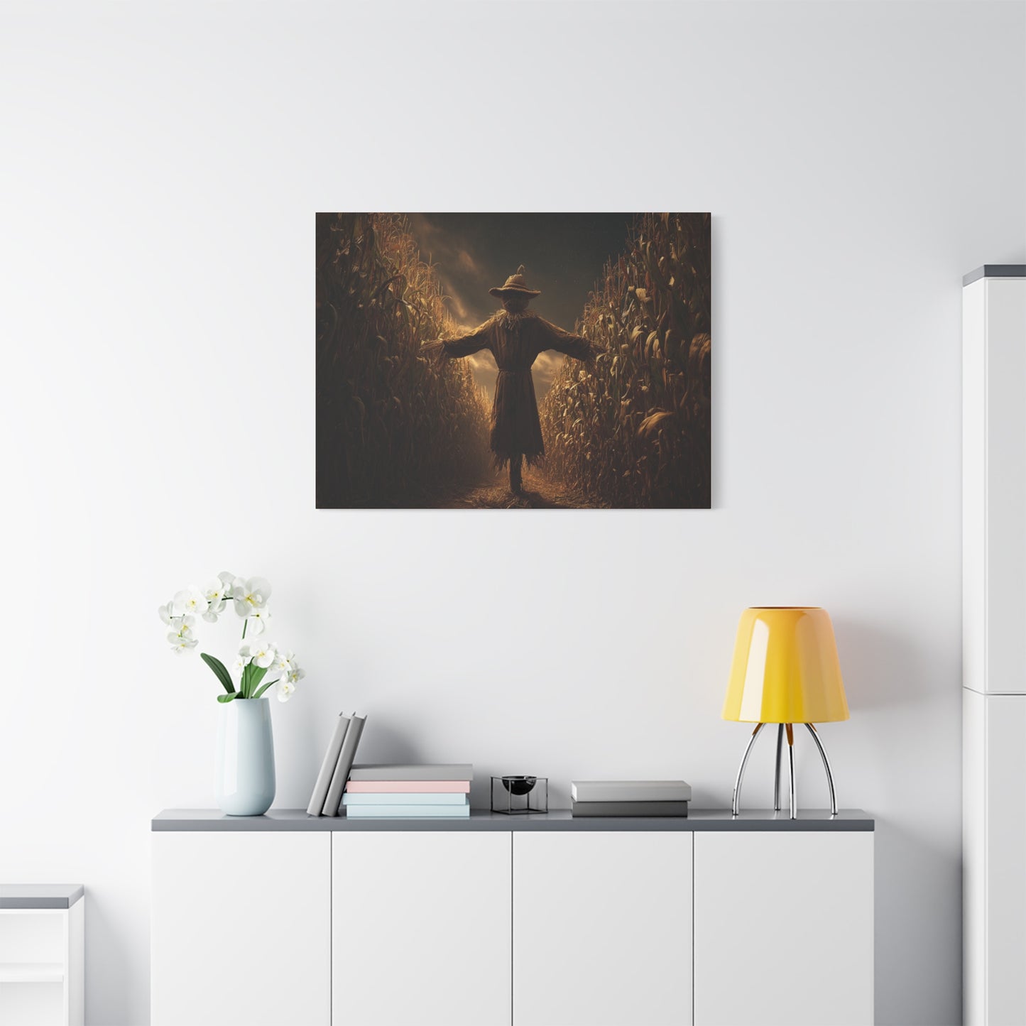 Canvas Print -  Scarecrow in Field - Wall Art Decor - Halloween