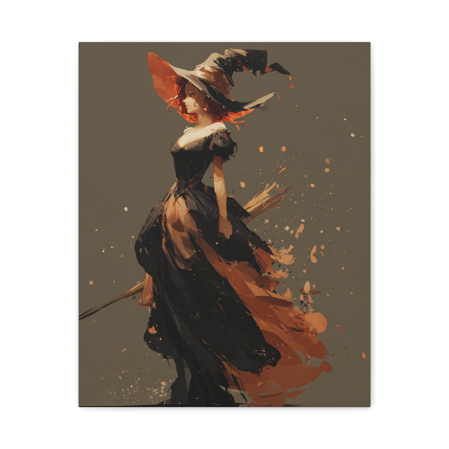 Witch Art Canvas Wall Decor, Magical Witch Painting, Halloween Home Decor, Modern Art Print, Witchcraft Wall Art
