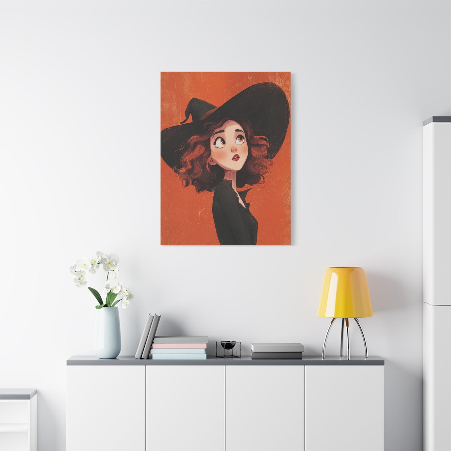 Whimsical Witch Canvas Print, Halloween Decor, Art for Home, Gift for Witches, Fall Wall Art, Magic Lover's Gift
