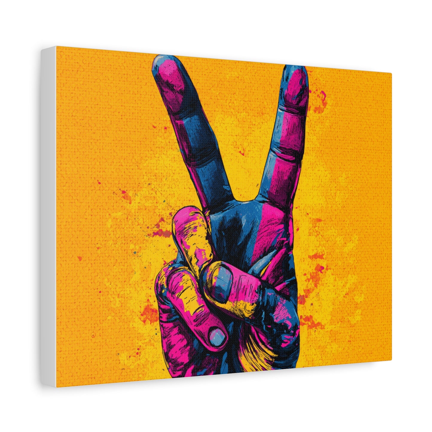 Canvas Print - Hand in Peace Sign, Colorful Pop Art