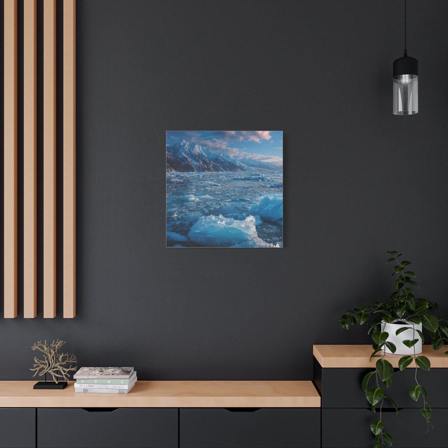 Serene Blue Glacier Canvas Wall Art, Landscape Decor, Home Serenity, Nature Prints for Living Room, Office, Gift Ideas