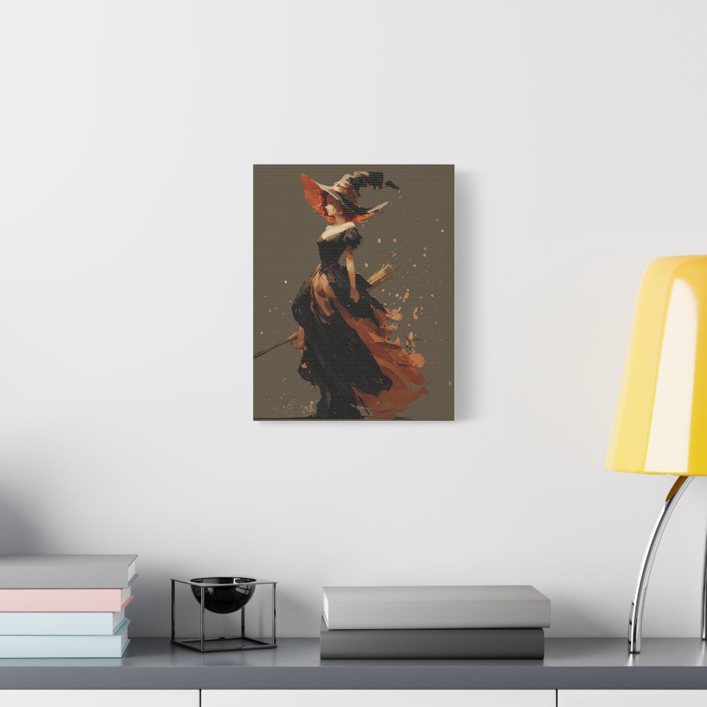 Witch Art Canvas Wall Decor, Magical Witch Painting, Halloween Home Decor, Modern Art Print, Witchcraft Wall Art