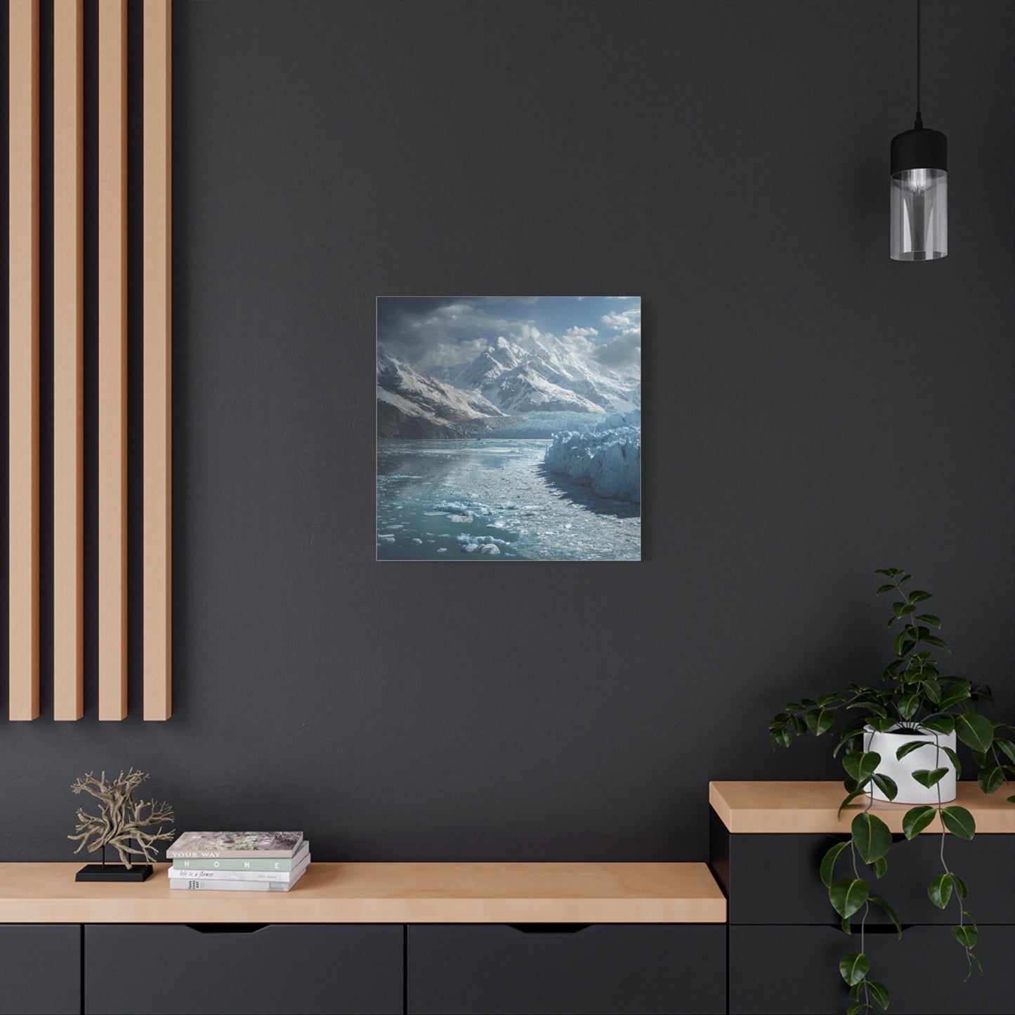 Stretched Canvas Art Print - Serene Glacier Landscape, Wall Decor, Nature Artwork, Gift for Nature Lovers, Home Décor, Winter Scene
